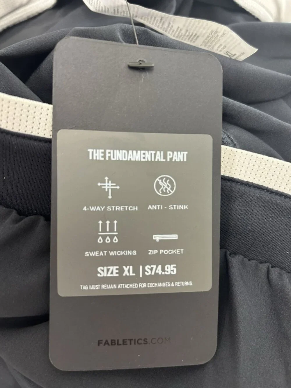Fabletics The Fundamental Pant Mens XL Black Tapered 4-Way Stretch NWT